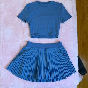 Lululemon Athletica Blue Pleated Skirt and Top Set